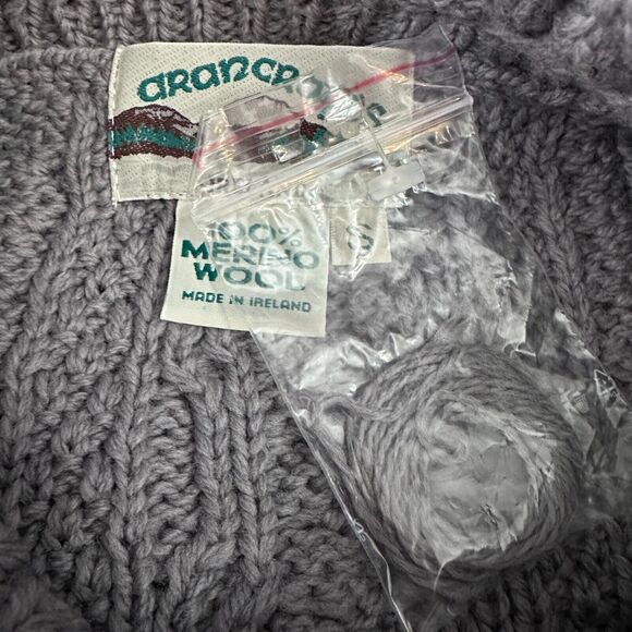 Aran Crafts Fisherman Sweater Women’s Small Gray Merino Wool Button Shawl New - Picture 6 of 9